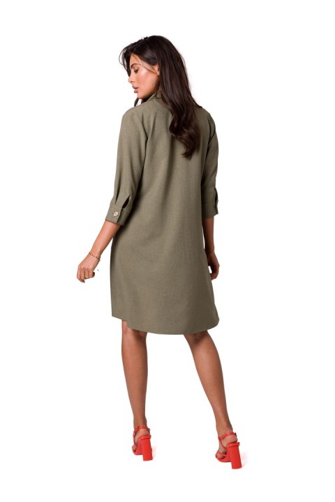 Sukienka Model B257 Oliwka - BeWear BeWear Sukienka Model B257 Oliwka - BeWear BeWear