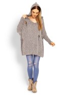 Sweter Damski Model 30055 Cappuccino - PeeKaBoo PeeKaBoo Sweter Damski Model 30055 Cappuccino - PeeKaBoo PeeKaBoo