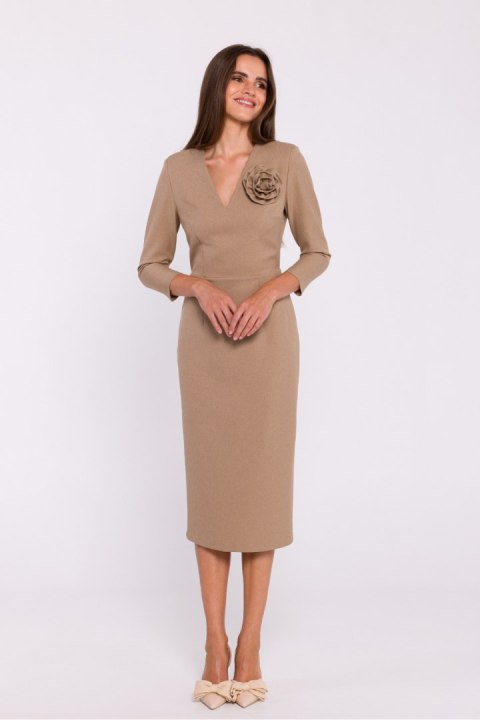 Sukienka Model S372 Beige - Stylove Stylove Sukienka Model S372 Beige - Stylove Stylove