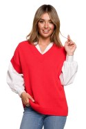 Bezrękawnik Model BK076 Red - BE Knit BE Knit Bezrękawnik Model BK076 Red - BE Knit BE Knit