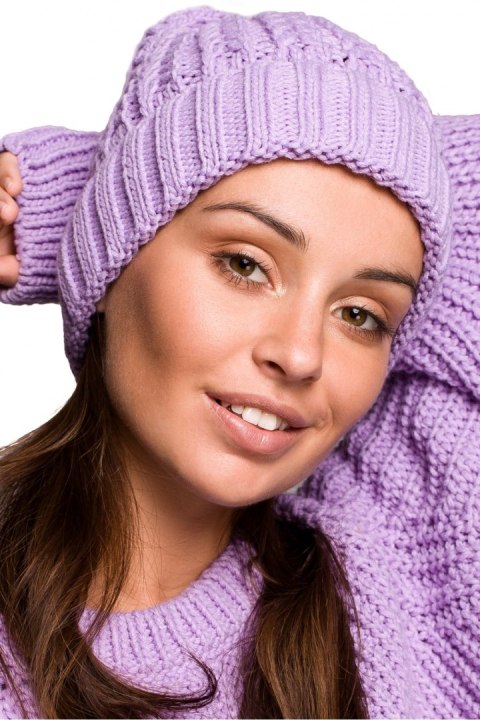 Czapka Damska Model BK057 Lawenda - BE Knit BE Knit Czapka Damska Model BK057 Lawenda - BE Knit BE Knit