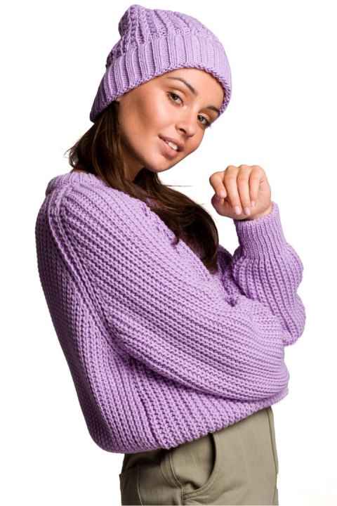 Czapka Damska Model BK057 Lawenda - BE Knit BE Knit Czapka Damska Model BK057 Lawenda - BE Knit BE Knit