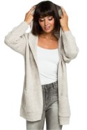 Sweter Damski Model BK002 Beige - BE Knit BE Knit Sweter Damski Model BK002 Beige - BE Knit BE Knit
