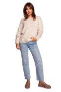 Sweter Damski Model BK090 Beige - BE Knit BE Knit Sweter Damski Model BK090 Beige - BE Knit BE Knit