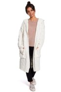 Sweter Kardigan Model BK033 Ecru - BE Knit BE Knit Sweter Kardigan Model BK033 Ecru - BE Knit BE Knit