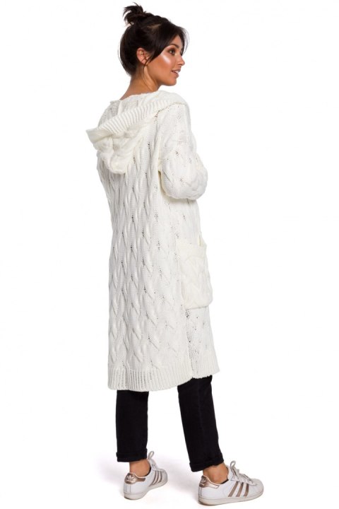 Sweter Kardigan Model BK033 Ecru - BE Knit BE Knit Sweter Kardigan Model BK033 Ecru - BE Knit BE Knit
