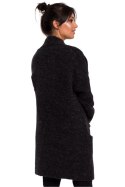 Sweter Kardigan Model BK034 Antracyt - BE Knit BE Knit Sweter Kardigan Model BK034 Antracyt - BE Knit BE Knit