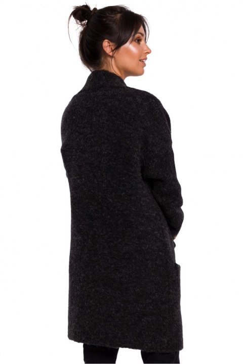 Sweter Kardigan Model BK034 Antracyt - BE Knit BE Knit Sweter Kardigan Model BK034 Antracyt - BE Knit BE Knit