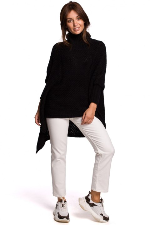 Sweter Ponczo Model BK049 Black - BE Knit BE Knit Sweter Ponczo Model BK049 Black - BE Knit BE Knit