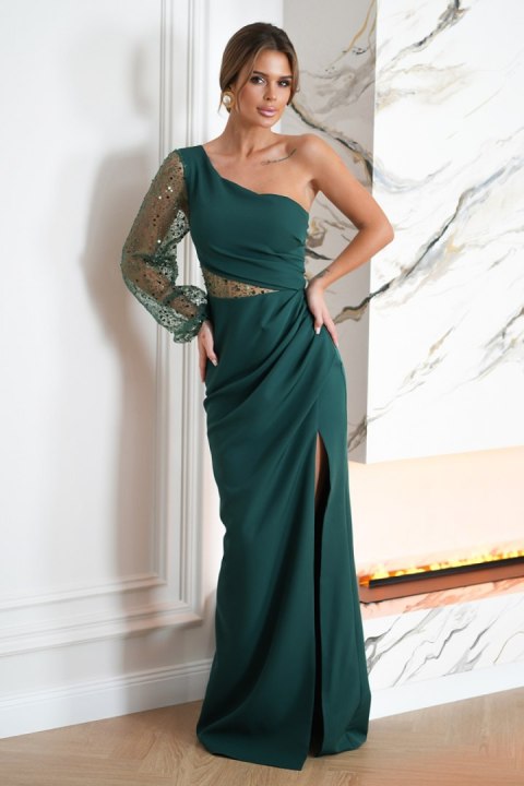 Sukienka Model 296-13 Bottle Green - Bicotone Bicotone Sukienka Model 296-13 Bottle Green - Bicotone Bicotone