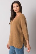 Sweter Damski Model TW-SW-BI-J1001.06 Camel - Och Bella Och Bella Sweter Damski Model TW-SW-BI-J1001.06 Camel - Och Bella Och Bella