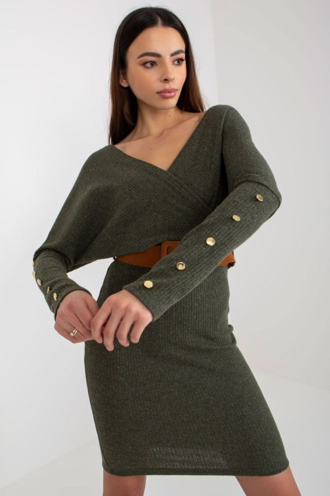 Sukienka Model TW-SK-BE-BQ183.19 Khaki - Och Bella Och Bella Sukienka Model TW-SK-BE-BQ183.19 Khaki - Och Bella Och Bella