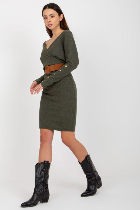 Sukienka Model TW-SK-BE-BQ183.19 Khaki - Och Bella Och Bella Sukienka Model TW-SK-BE-BQ183.19 Khaki - Och Bella Och Bella