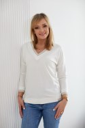 Sweter Damski Model M403/3 Ecru/Beige - La Aurora La Aurora Sweter Damski Model M403/3 Ecru/Beige - La Aurora La Aurora