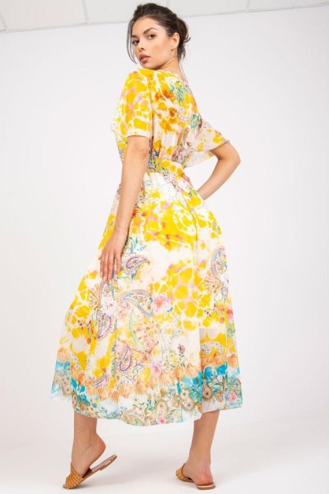 Sukienka Model DHJ-SK-15967-1.01P White/Yellow - Italy Moda Italy Moda Sukienka Model DHJ-SK-15967-1.01P White/Yellow - Italy Moda Italy Moda