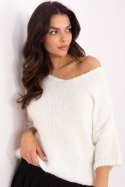 Sweter Damski Model MI-SW-2103.07 Ecru - Italy Moda Italy Moda Sweter Damski Model MI-SW-2103.07 Ecru - Italy Moda Italy Moda