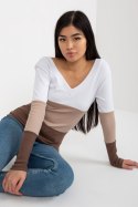 Bluzka Model RV-BZ-8429.18P White/Brown - Rue Paris Rue Paris Bluzka Model RV-BZ-8429.18P White/Brown - Rue Paris Rue Paris