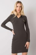 Sukienka Model RV-SK-7435.38 Dark Khaki - Rue Paris Rue Paris Sukienka Model RV-SK-7435.38 Dark Khaki - Rue Paris Rue Paris