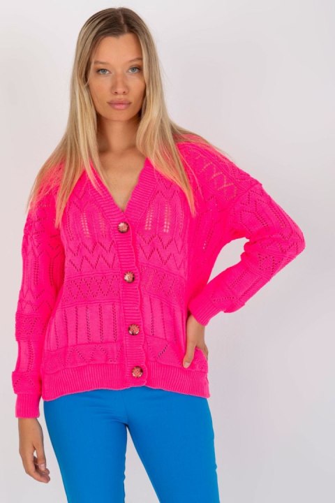 Sweter Damski Model LC-SW-8022.04P Fluo Pink - Rue Paris Rue Paris Sweter Damski Model LC-SW-8022.04P Fluo Pink - Rue Paris Rue Paris