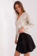 Sweter Damski Model LC-SW-A10-1.23X Beige - Rue Paris Rue Paris Sweter Damski Model LC-SW-A10-1.23X Beige - Rue Paris Rue Paris