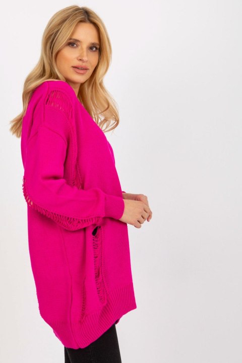 Sweter Kardigan Model LC-SW-8042.08X Fuksja - Rue Paris Rue Paris Sweter Kardigan Model LC-SW-8042.08X Fuksja - Rue Paris Rue Paris