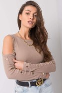 Bluzka Model RV-BZ-5099-1.07 Dark Beige - Rue Paris Rue Paris Bluzka Model RV-BZ-5099-1.07 Dark Beige - Rue Paris Rue Paris