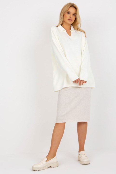 Sweter Damski Model LC-SW-2261.00P Ecru - Rue Paris Rue Paris Sweter Damski Model LC-SW-2261.00P Ecru - Rue Paris Rue Paris