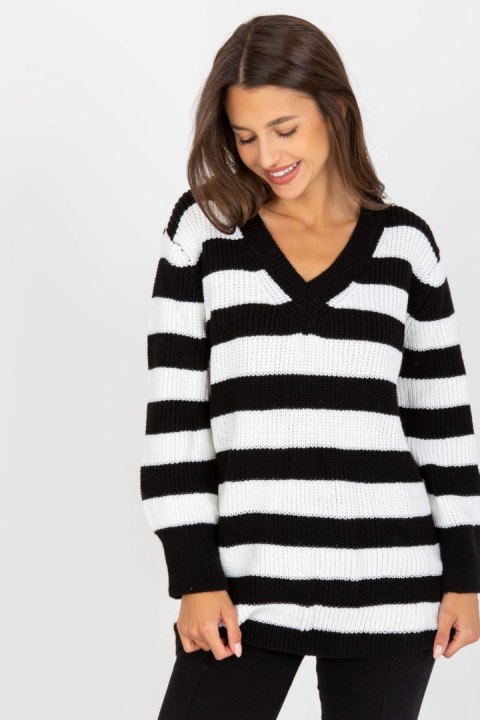 Sweter Damski Model LC-SW-8030.29P White/Black - Rue Paris Rue Paris Sweter Damski Model LC-SW-8030.29P White/Black - Rue Paris Rue Paris