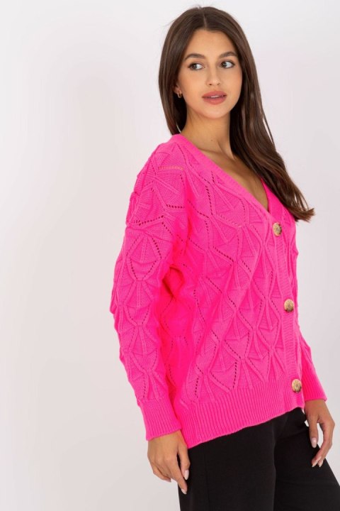 Sweter Kardigan Model LC-SW-8035.06X Fluo Pink - Rue Paris Rue Paris Sweter Kardigan Model LC-SW-8035.06X Fluo Pink - Rue Paris Rue Paris