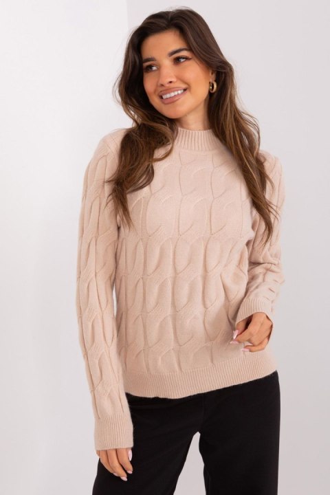 Sweter Damski Model AT-SW-2235.00P Beige - AT AT Sweter Damski Model AT-SW-2235.00P Beige - AT AT