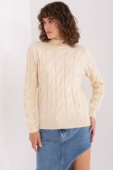 Sweter Damski Model AT-SW-2235.00P Light Beige - AT AT Sweter Damski Model AT-SW-2235.00P Light Beige - AT AT