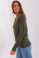 Sweter Damski Model AT-SW-2329.98P Khaki - AT AT Sweter Damski Model AT-SW-2329.98P Khaki - AT AT