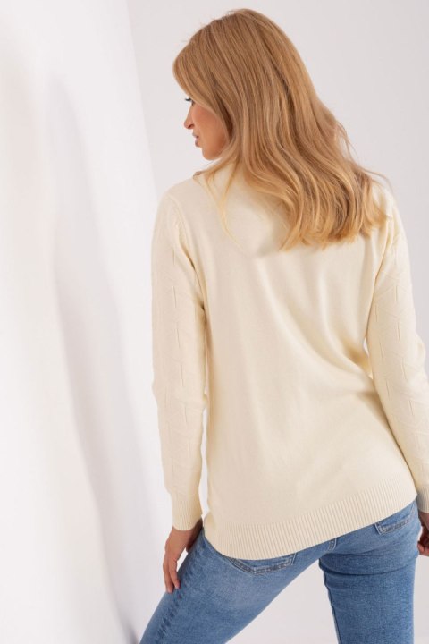 Sweter Damski Model AT-SW-232901.25X Light Beige - AT AT Sweter Damski Model AT-SW-232901.25X Light Beige - AT AT