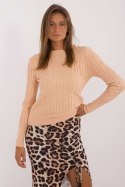 Sweter Damski Model AT-SW-2338-2.00 Camel - AT AT Sweter Damski Model AT-SW-2338-2.00 Camel - AT AT