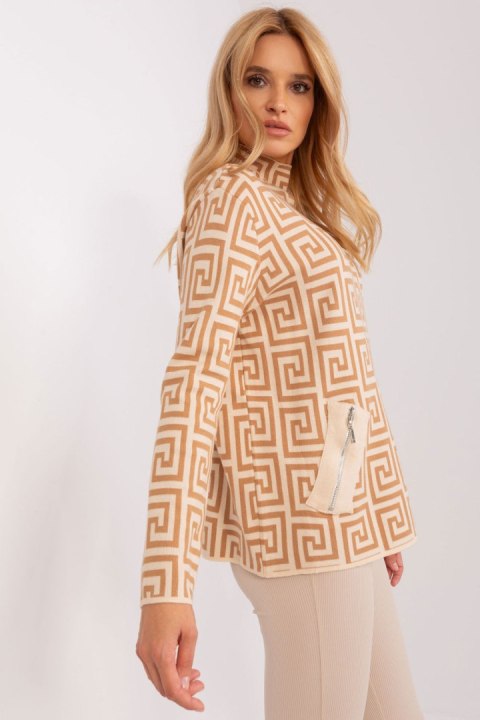 Sweter Damski Model AT-SW-2341.00P Camel - AT AT Sweter Damski Model AT-SW-2341.00P Camel - AT AT