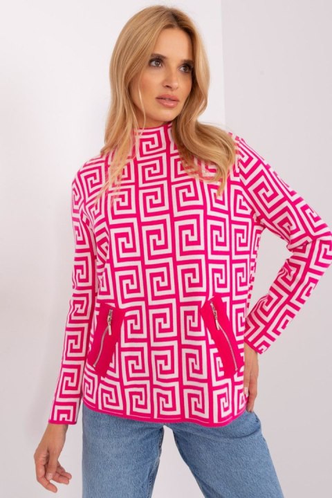 Sweter Damski Model AT-SW-2341.00P Fuksja - AT AT Sweter Damski Model AT-SW-2341.00P Fuksja - AT AT