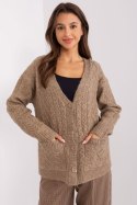 Sweter Damski Model AT-SW-2358.31 Dark Beige - AT AT Sweter Damski Model AT-SW-2358.31 Dark Beige - AT AT