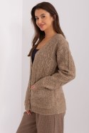 Sweter Damski Model AT-SW-2358.31 Dark Beige - AT AT Sweter Damski Model AT-SW-2358.31 Dark Beige - AT AT