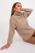Golf Damski Model AT-SW-23401.97P Dark Beige - AT AT Golf Damski Model AT-SW-23401.97P Dark Beige - AT AT