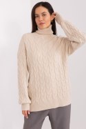 Golf Damski Model AT-SW-2348.07 Light Beige - AT AT Golf Damski Model AT-SW-2348.07 Light Beige - AT AT