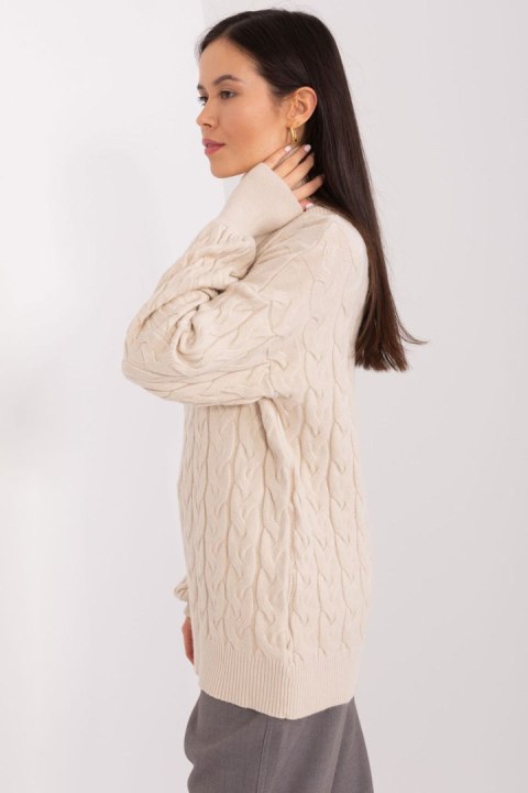 Golf Damski Model AT-SW-2348.07 Light Beige - AT AT Golf Damski Model AT-SW-2348.07 Light Beige - AT AT