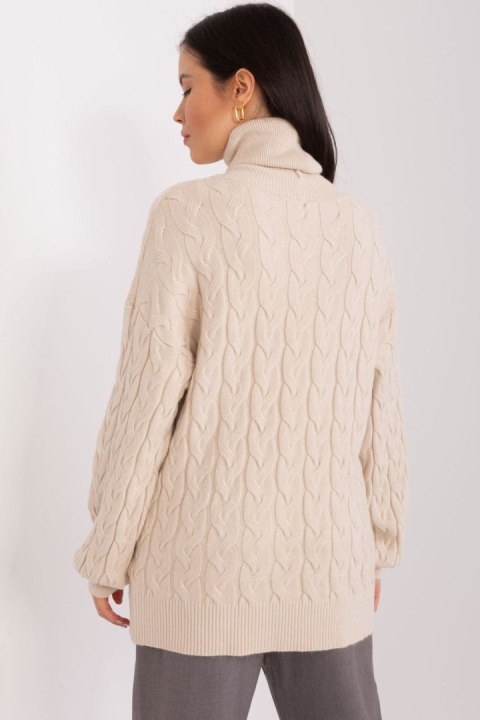 Golf Damski Model AT-SW-2348.07 Light Beige - AT AT Golf Damski Model AT-SW-2348.07 Light Beige - AT AT