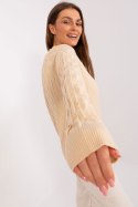 Sweter Damski Model AT-SW-2326.37X Beige - AT AT Sweter Damski Model AT-SW-2326.37X Beige - AT AT