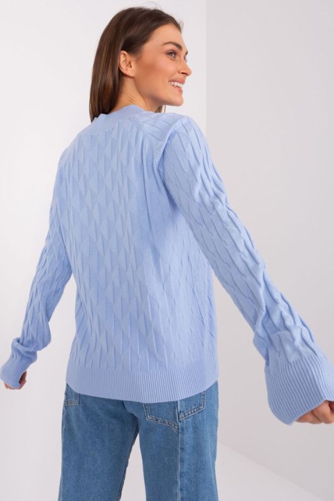 Sweter Damski Model AT-SW-2326.37X Light Blue - AT AT Sweter Damski Model AT-SW-2326.37X Light Blue - AT AT