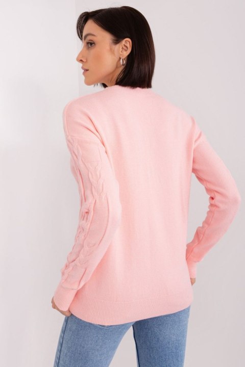 Sweter Damski Model AT-SW-2340.22 Light Pink - AT AT Sweter Damski Model AT-SW-2340.22 Light Pink - AT AT