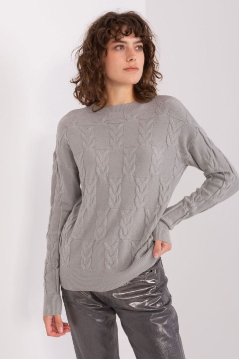 Sweter Damski Model AT-SW-2340.80 Grey - AT AT Sweter Damski Model AT-SW-2340.80 Grey - AT AT
