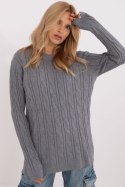 Sweter Damski Model AT-SW-2343.88 Dark Grey - AT AT Sweter Damski Model AT-SW-2343.88 Dark Grey - AT AT