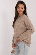Sweter Damski Model AT-SW-2361.61 Beige - AT AT Sweter Damski Model AT-SW-2361.61 Beige - AT AT