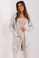 Sweter Kardigan Model AT-SW-23401-A.86 Light Grey - AT AT Sweter Kardigan Model AT-SW-23401-A.86 Light Grey - AT AT