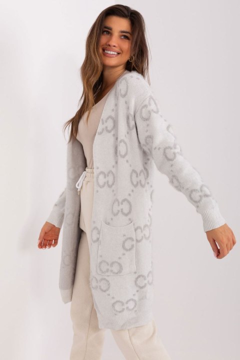 Sweter Kardigan Model AT-SW-23401-A.86 Light Grey - AT AT Sweter Kardigan Model AT-SW-23401-A.86 Light Grey - AT AT
